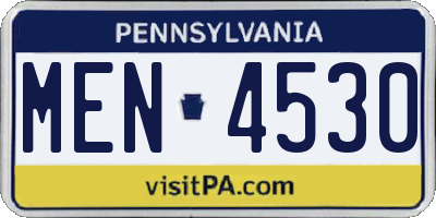 PA license plate MEN4530