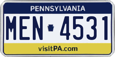 PA license plate MEN4531