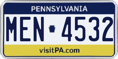 PA license plate MEN4532