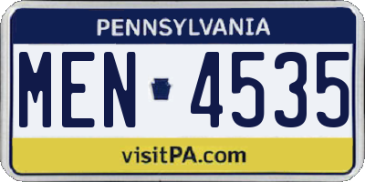 PA license plate MEN4535