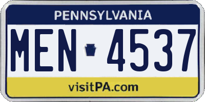 PA license plate MEN4537