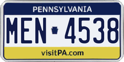 PA license plate MEN4538
