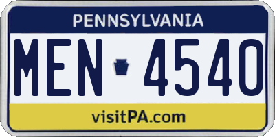 PA license plate MEN4540
