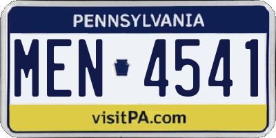 PA license plate MEN4541