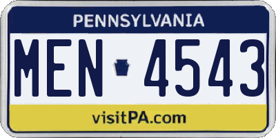 PA license plate MEN4543