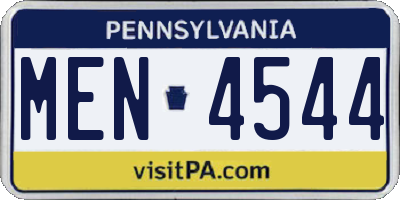 PA license plate MEN4544