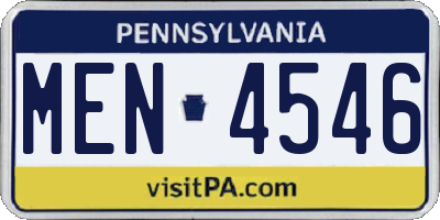PA license plate MEN4546