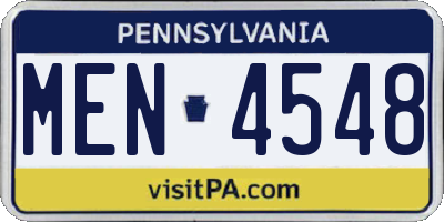 PA license plate MEN4548