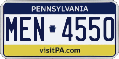 PA license plate MEN4550