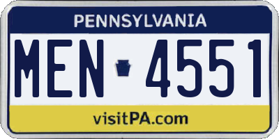 PA license plate MEN4551