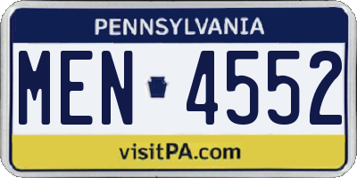 PA license plate MEN4552