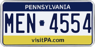 PA license plate MEN4554