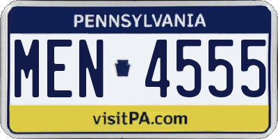 PA license plate MEN4555