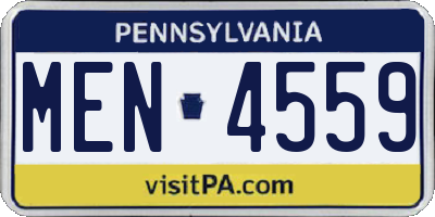 PA license plate MEN4559