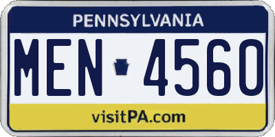 PA license plate MEN4560
