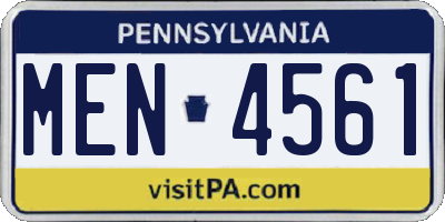 PA license plate MEN4561