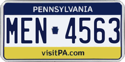 PA license plate MEN4563