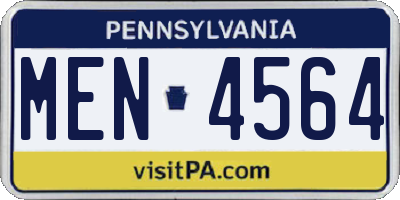PA license plate MEN4564