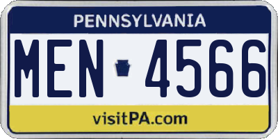 PA license plate MEN4566