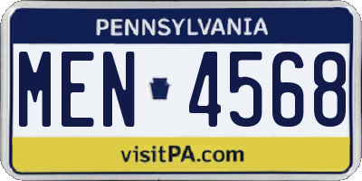 PA license plate MEN4568