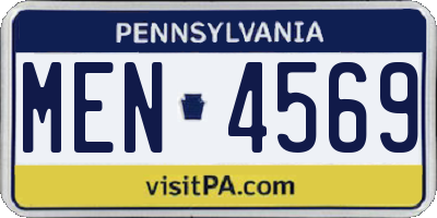PA license plate MEN4569