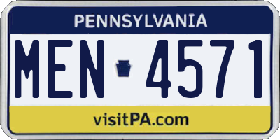 PA license plate MEN4571