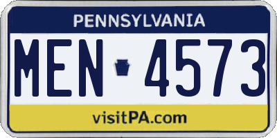 PA license plate MEN4573