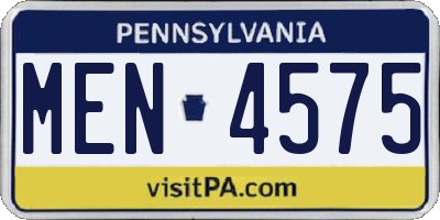 PA license plate MEN4575