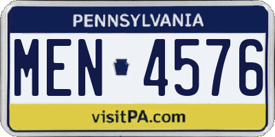 PA license plate MEN4576