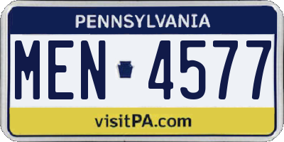PA license plate MEN4577