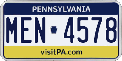 PA license plate MEN4578