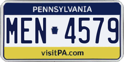 PA license plate MEN4579