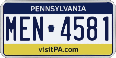 PA license plate MEN4581