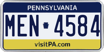 PA license plate MEN4584