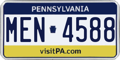 PA license plate MEN4588