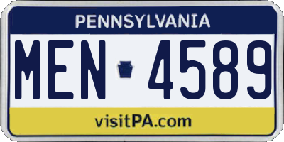 PA license plate MEN4589