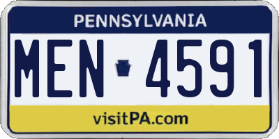 PA license plate MEN4591