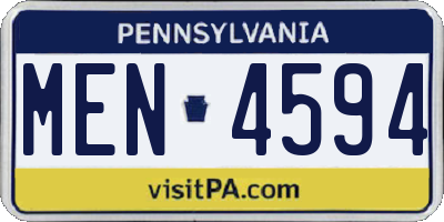PA license plate MEN4594