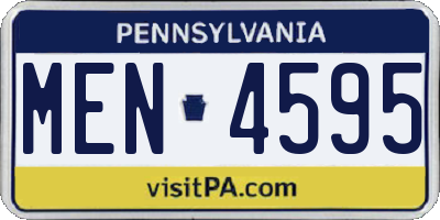 PA license plate MEN4595