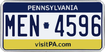 PA license plate MEN4596