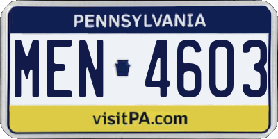 PA license plate MEN4603
