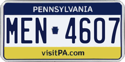 PA license plate MEN4607