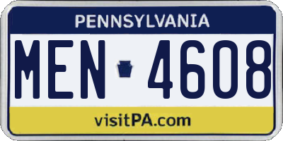 PA license plate MEN4608