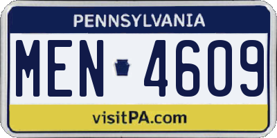 PA license plate MEN4609