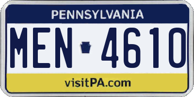 PA license plate MEN4610