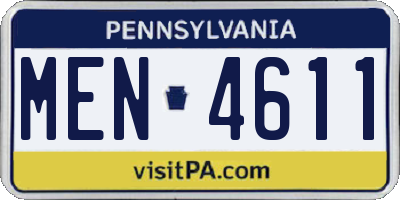 PA license plate MEN4611