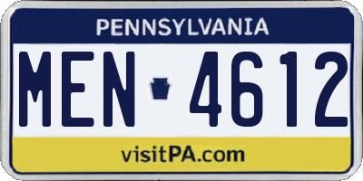 PA license plate MEN4612