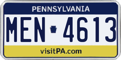 PA license plate MEN4613