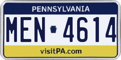 PA license plate MEN4614