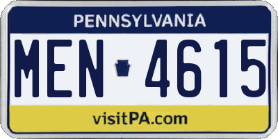 PA license plate MEN4615